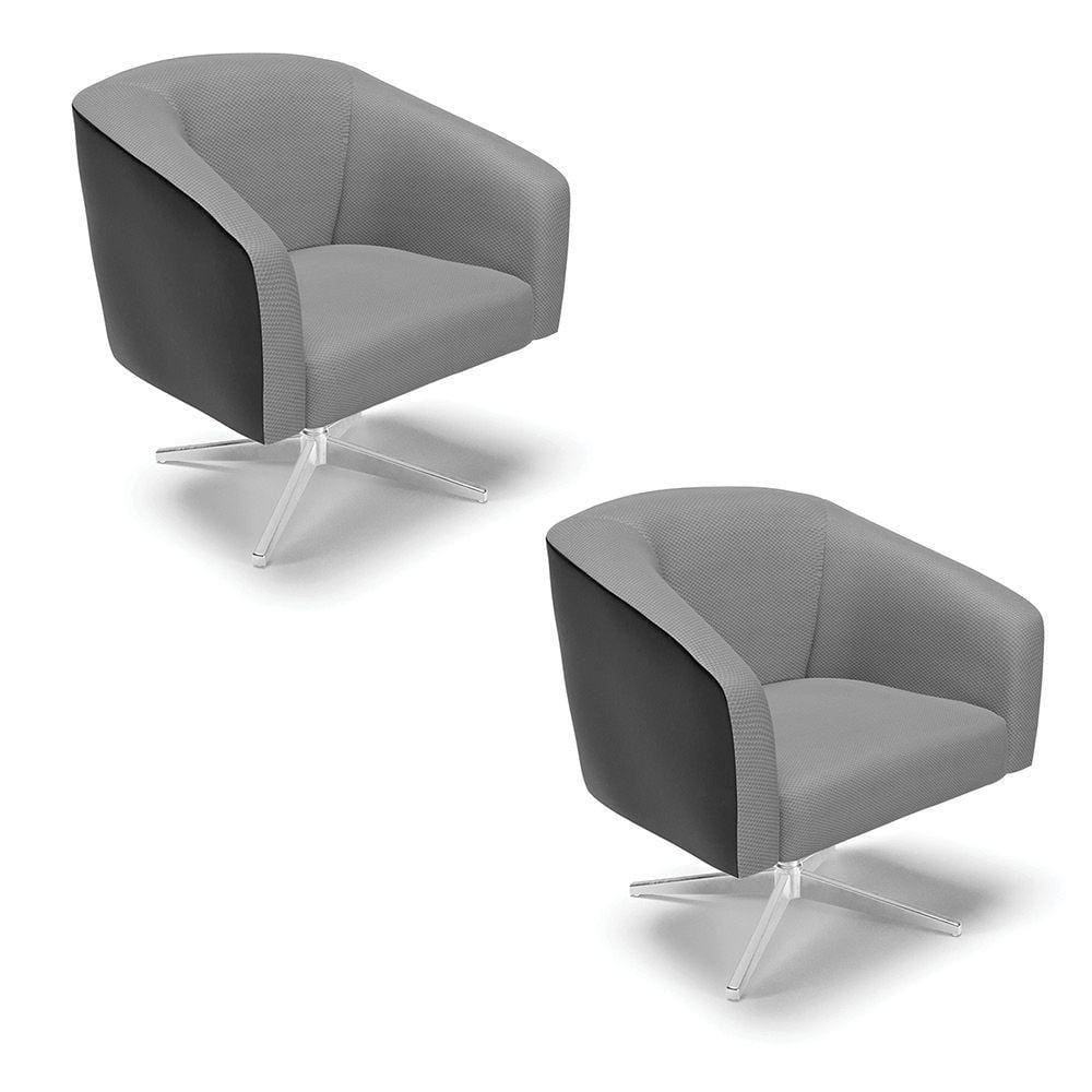 Kit 2 Poltronas Corano Preto Com Grafite A131 Base Cromada