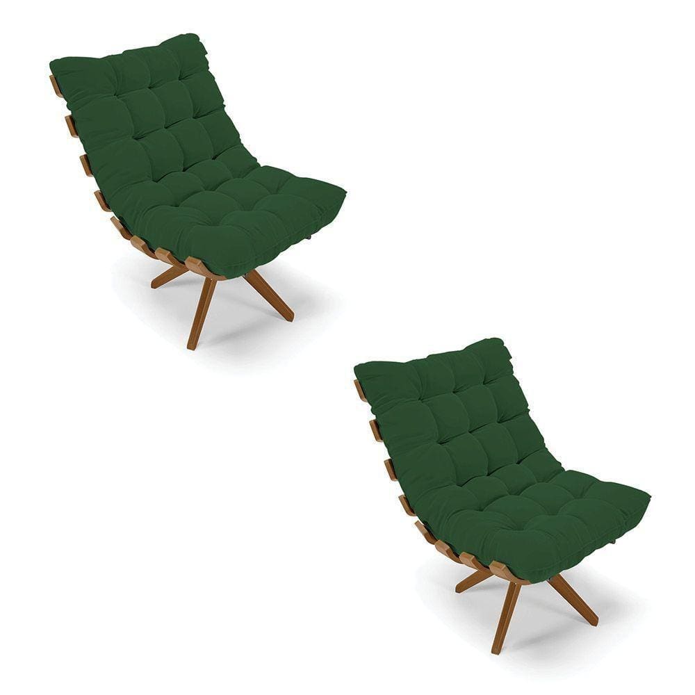 Kit 02 Poltronas Giratória Costela Veludo Verde
