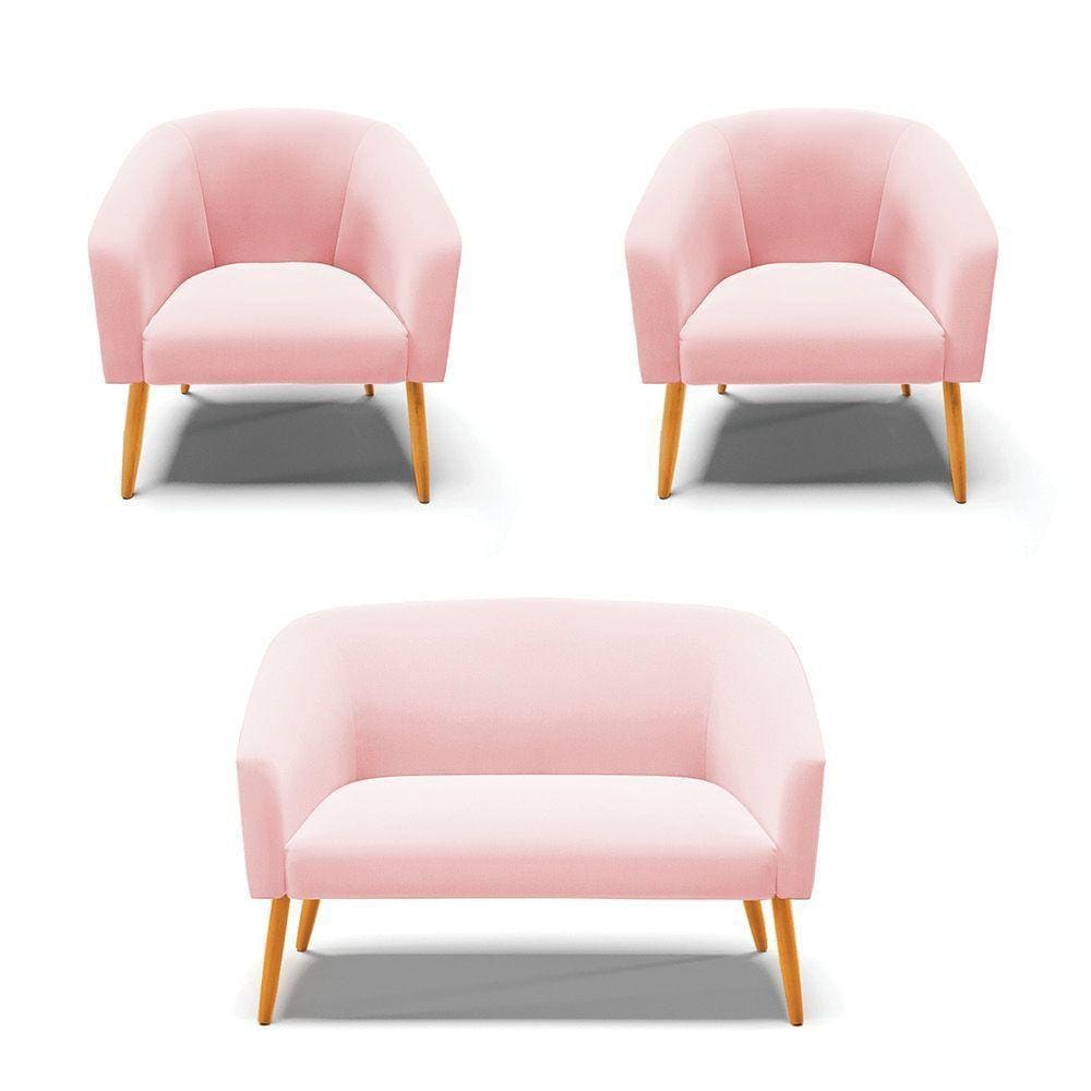 Kit 01 Namoradeira 02 Lugares E 02 Poltronas Rosa Bebê