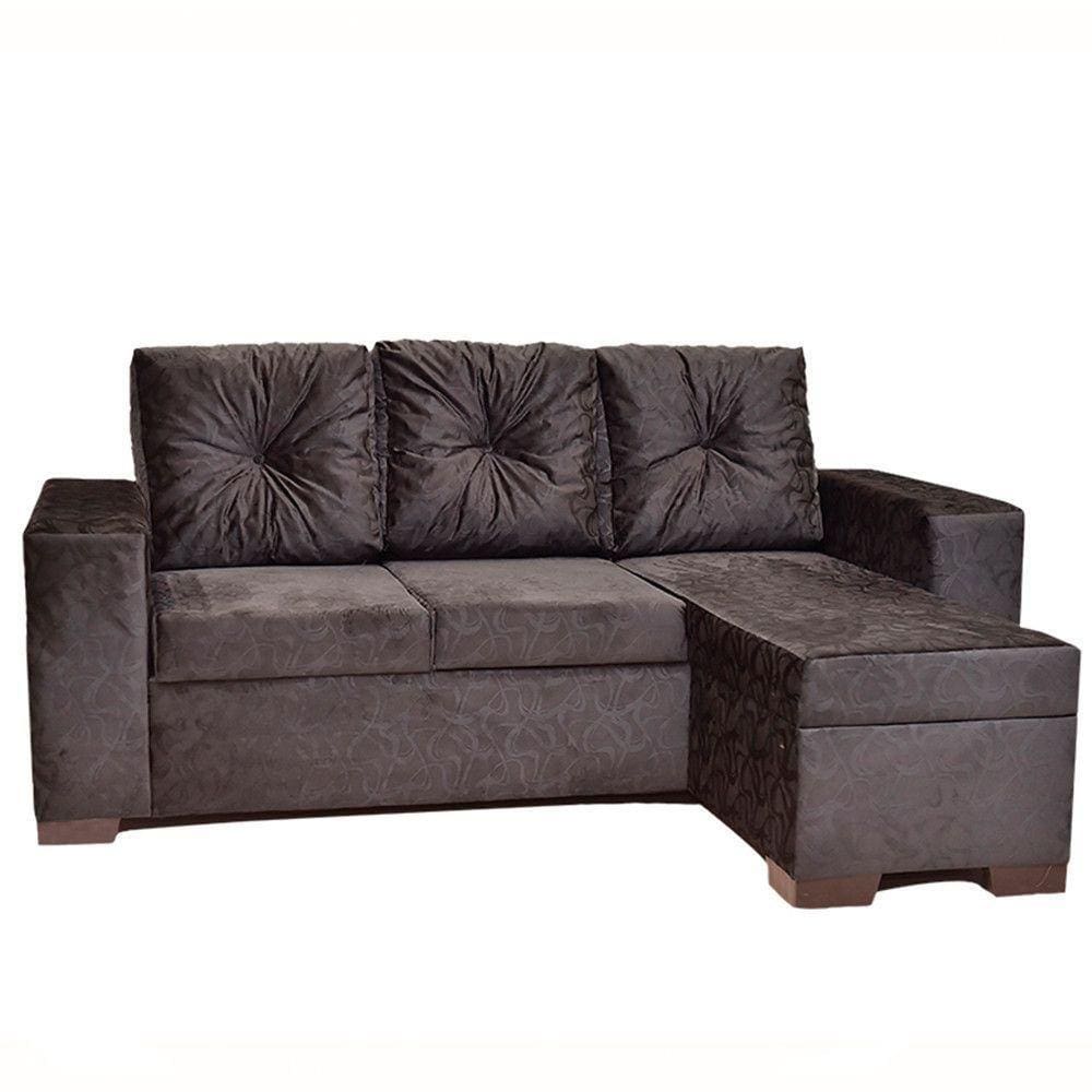 Sofá Dubai 2 Lugares E Chaise Finezzi Chocolate