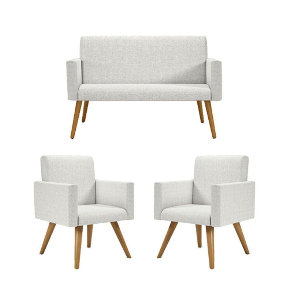Kit Sofá Namoradeira + 2 Poltronas Bege
