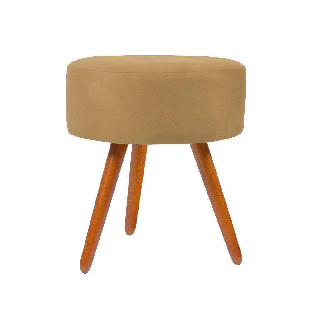 Puff Redondo Suede Cores A Escolha Pes Palito capuccino