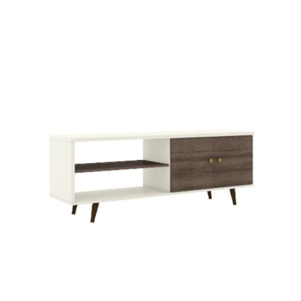 Rack Retrô Com 2 Portas E Prateleira Rt 3108 Movelbento Off White Com Rustico