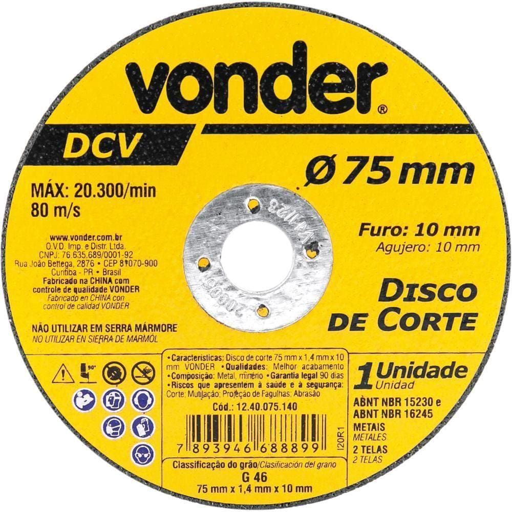 Disco De Corte 75 Mm X 1,4 Mm X 10 Mm