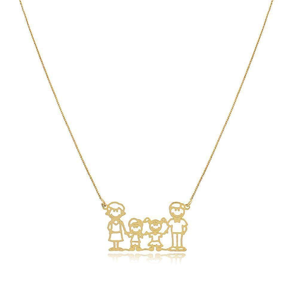 Colar Personalizado De Familia Folheado Em Ouro 18K Integran
