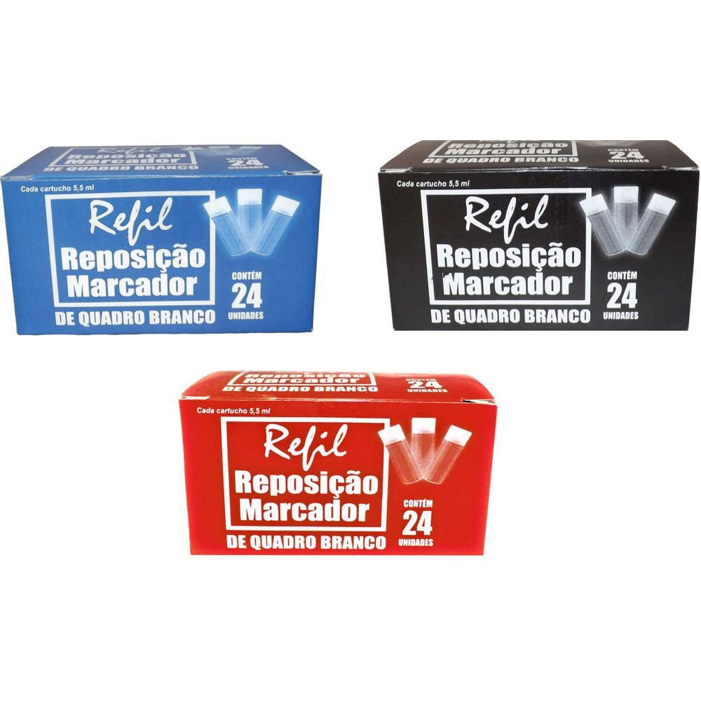 Kit 3 Caixas 24 Un De Refil Recarga Para Pincel Board Master