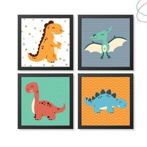 Quadro quadro decoracao infantil desenho dinossauro verde conspecto