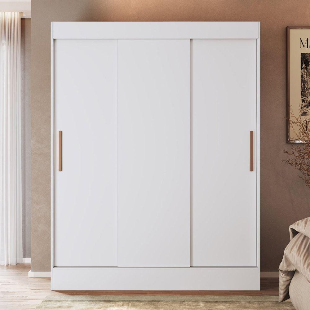 Guarda Roupa Casal 3 Portas de Correr 2 Gavetas Marselha Móveis Doripel Branco