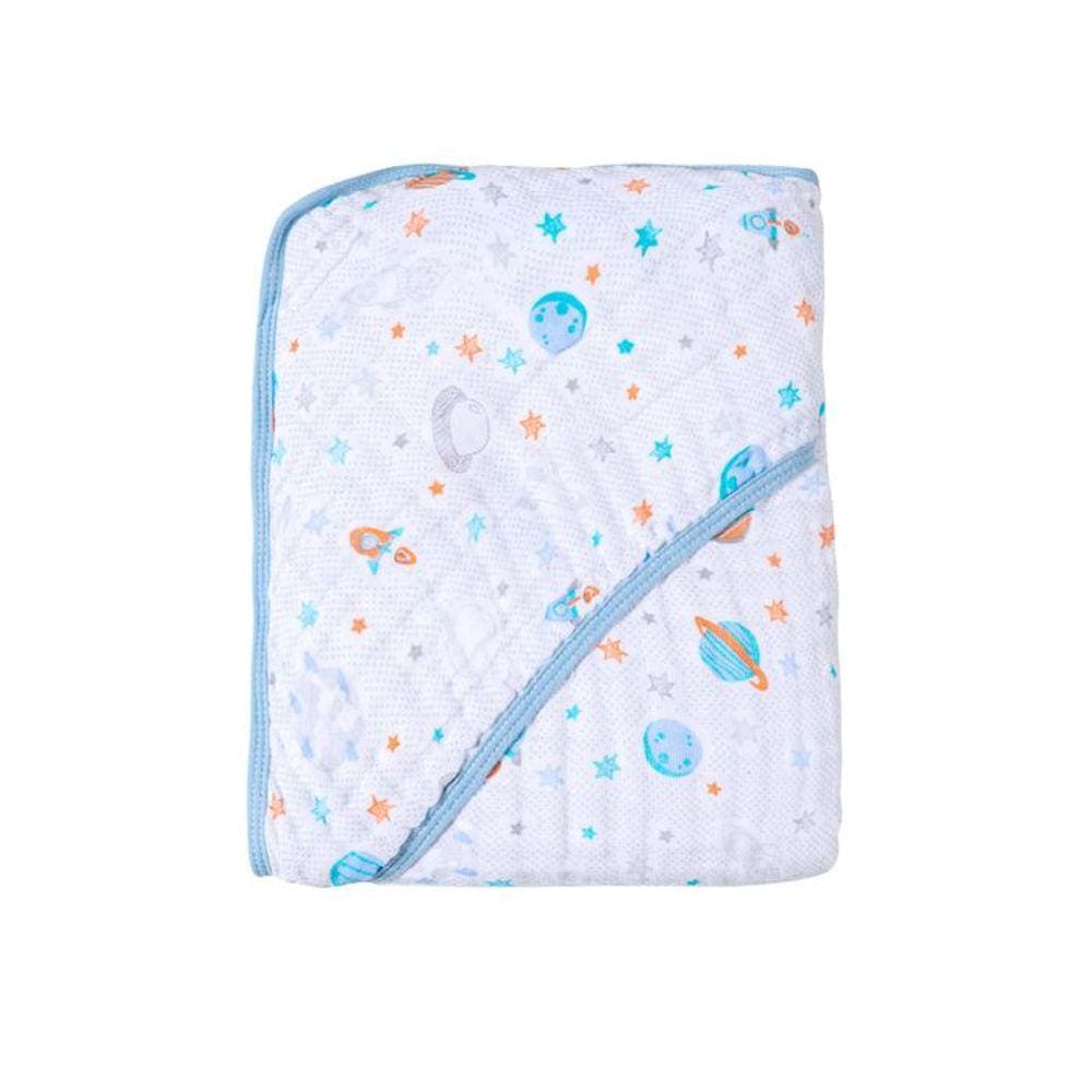Toalha De Banho para Bebê Fralda Soft Especial Capuz Papi Planetas