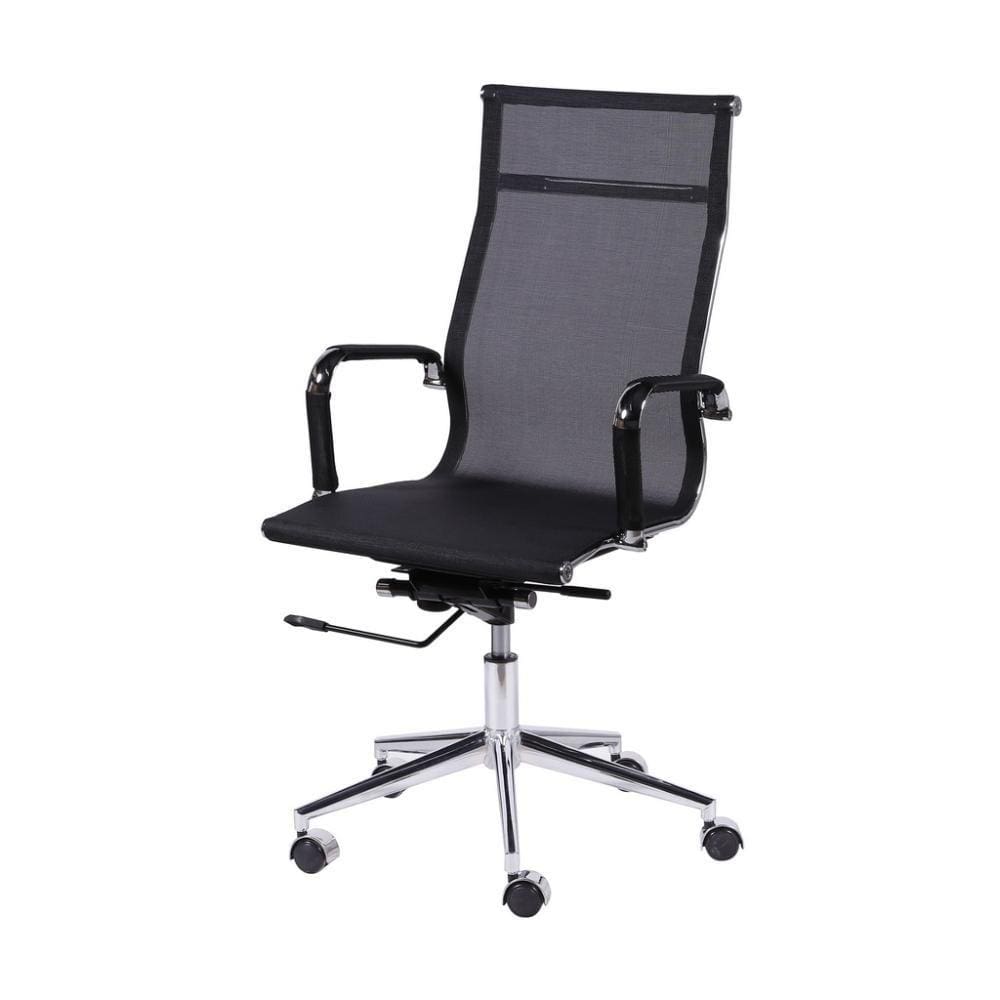 Cadeira Presidente Giratória Tela Eames Preta