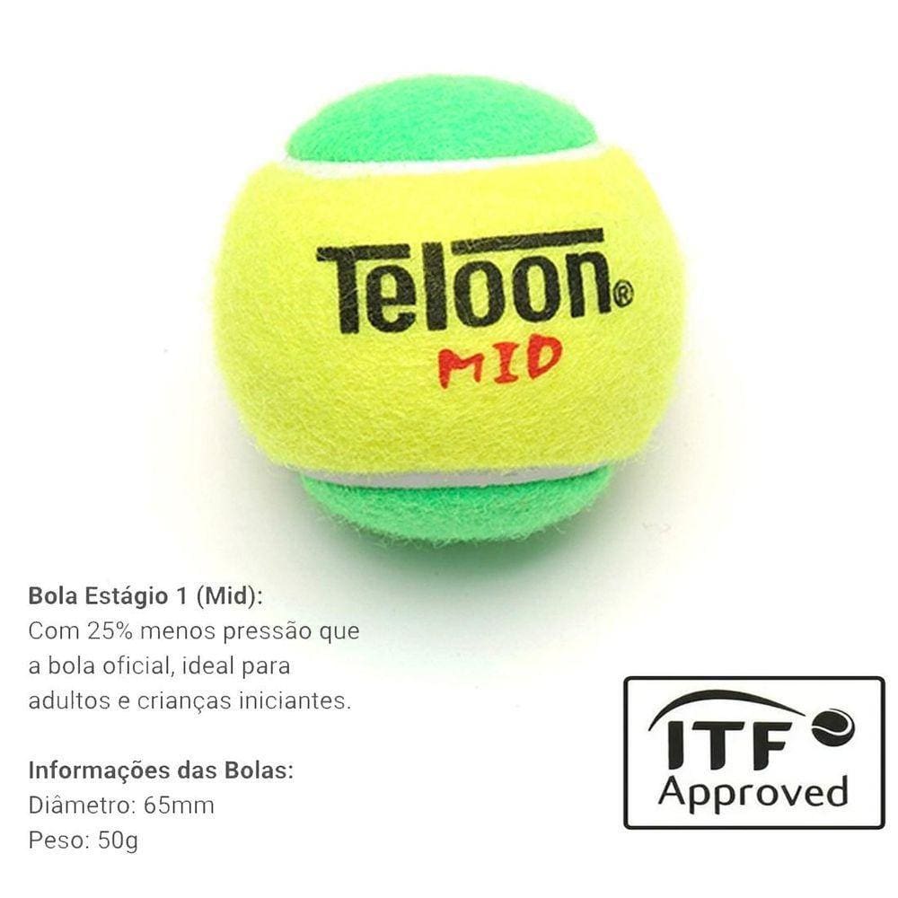 Bola Tênis Mid Estagio 1 Pack 3 Un Certificado Itf Verde