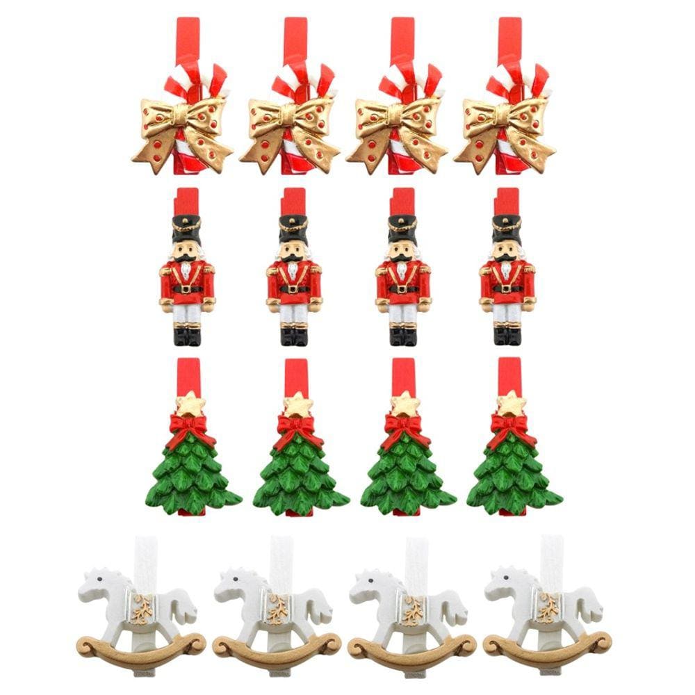 Kit Prendedores Decorados Resina Natal Presilha 5cm 16 Peças - Magizi