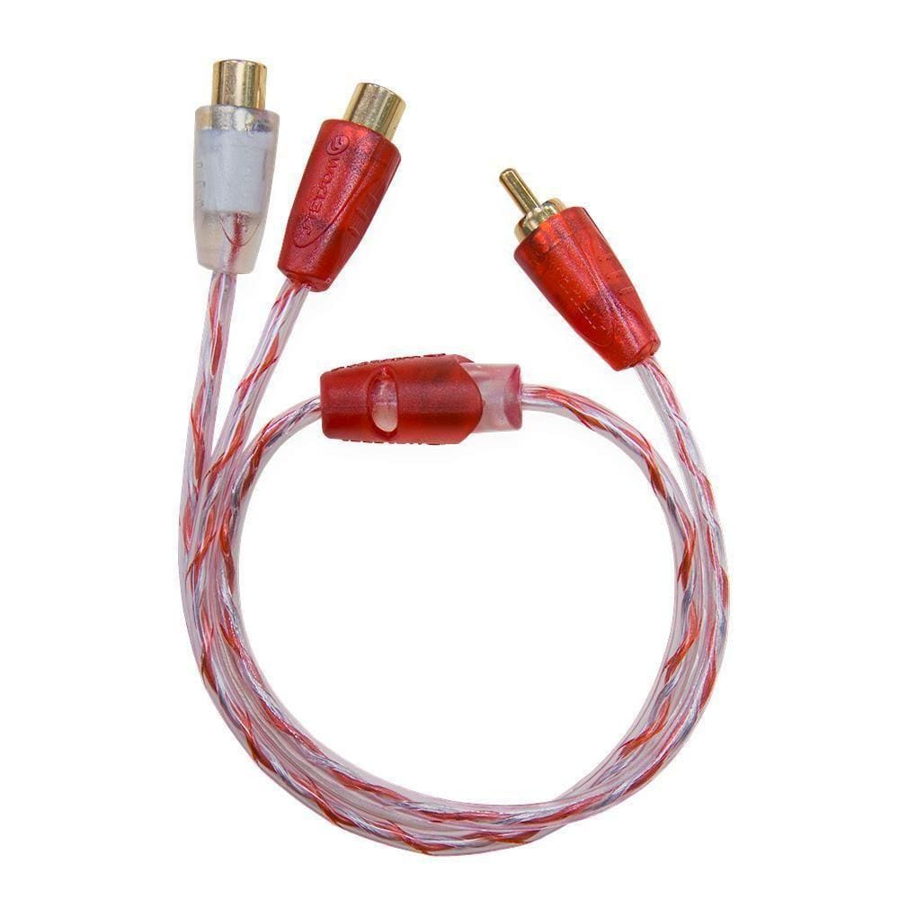 Cabo De Som Automotivo 1 Rca (M) X 2 Rca (F) 40 Cm Bronze Cr