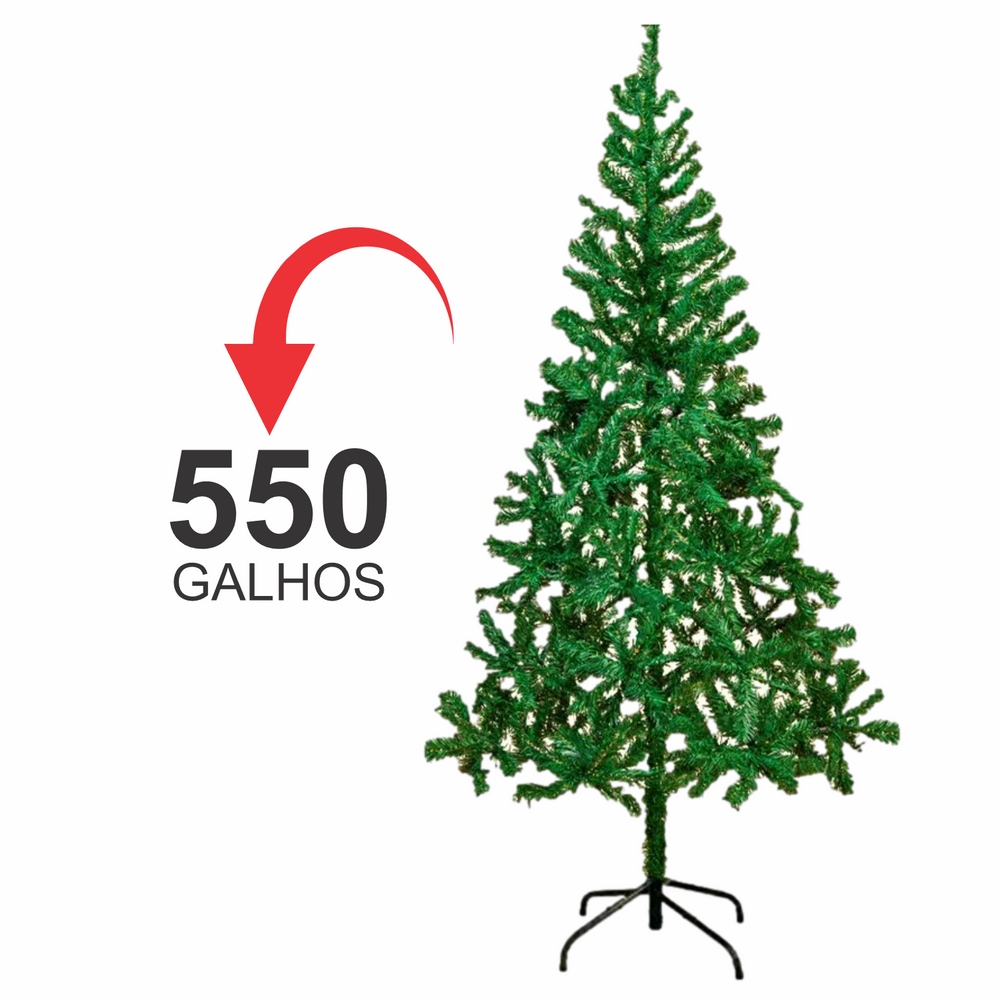 Árvore Pinheiro de Natal Tradicional Verde Pinheirinho Canadense Decoração Natalina 550 Galhos 210cm