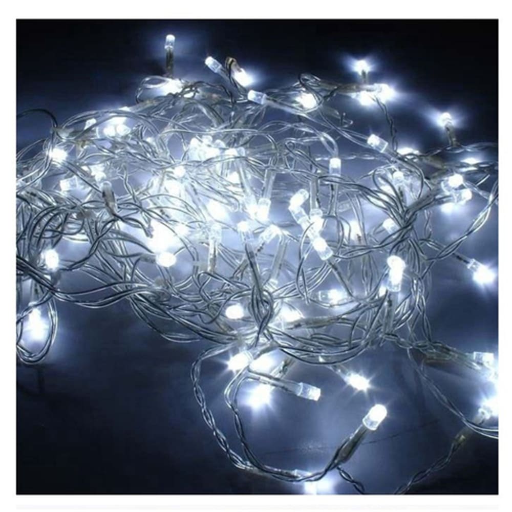 Pisca Pisca 100 Leds Brancos 8 Funções Fio Verde 127V 10M Decoração Natalina 15104