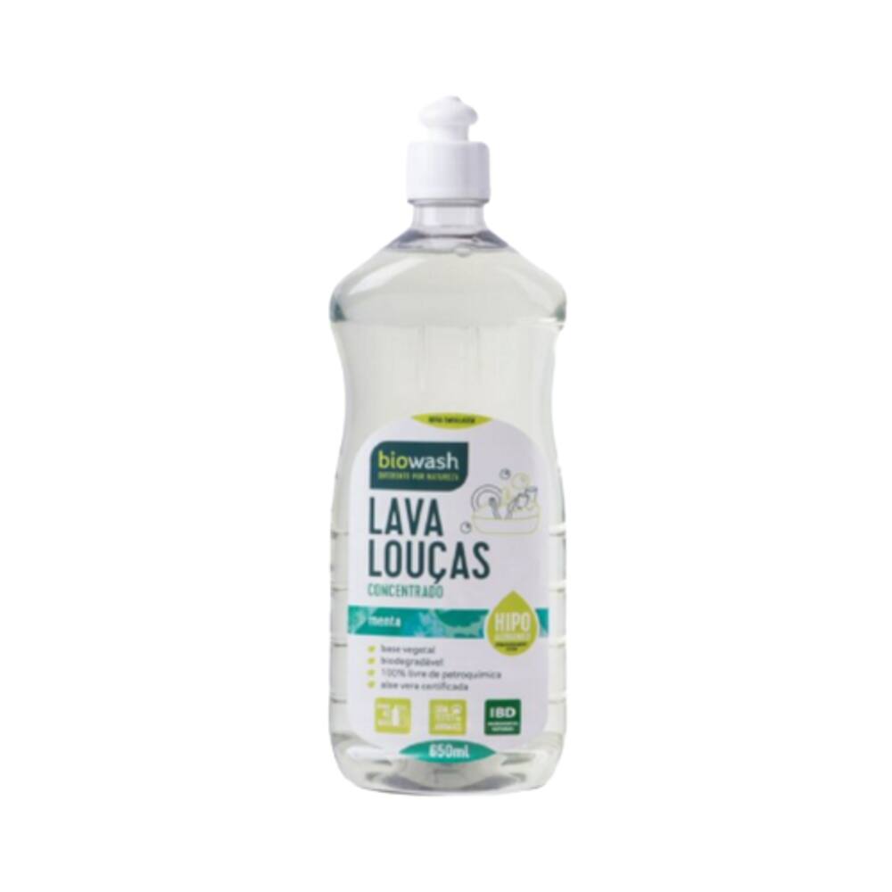 Kit 2X: Detergente Lava Louças Menta Biowash 650ml