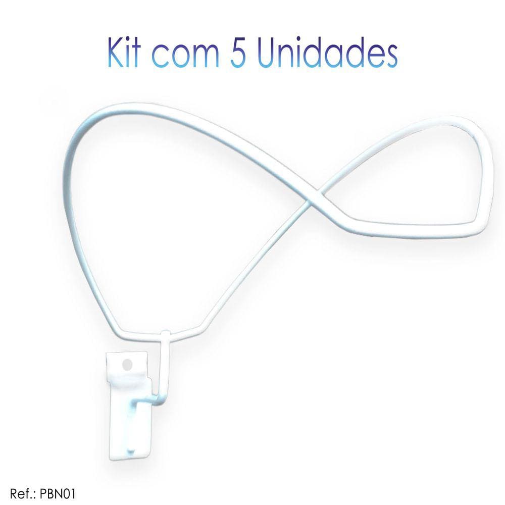 Suporte de Boné Branco P/ Painel Canaletado - 5 Unidades