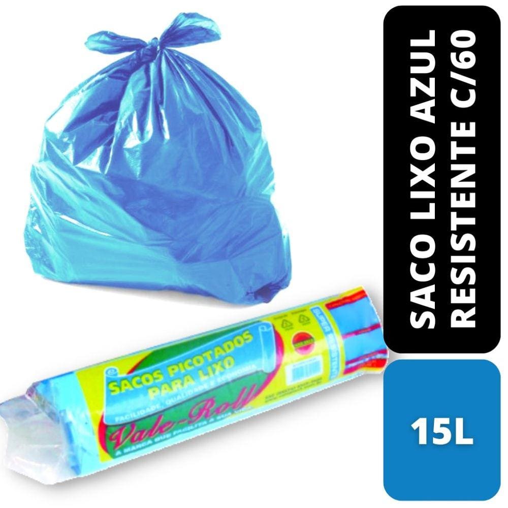 Saco Lixo Super Resistente Azul C/60 15L Valeplast
