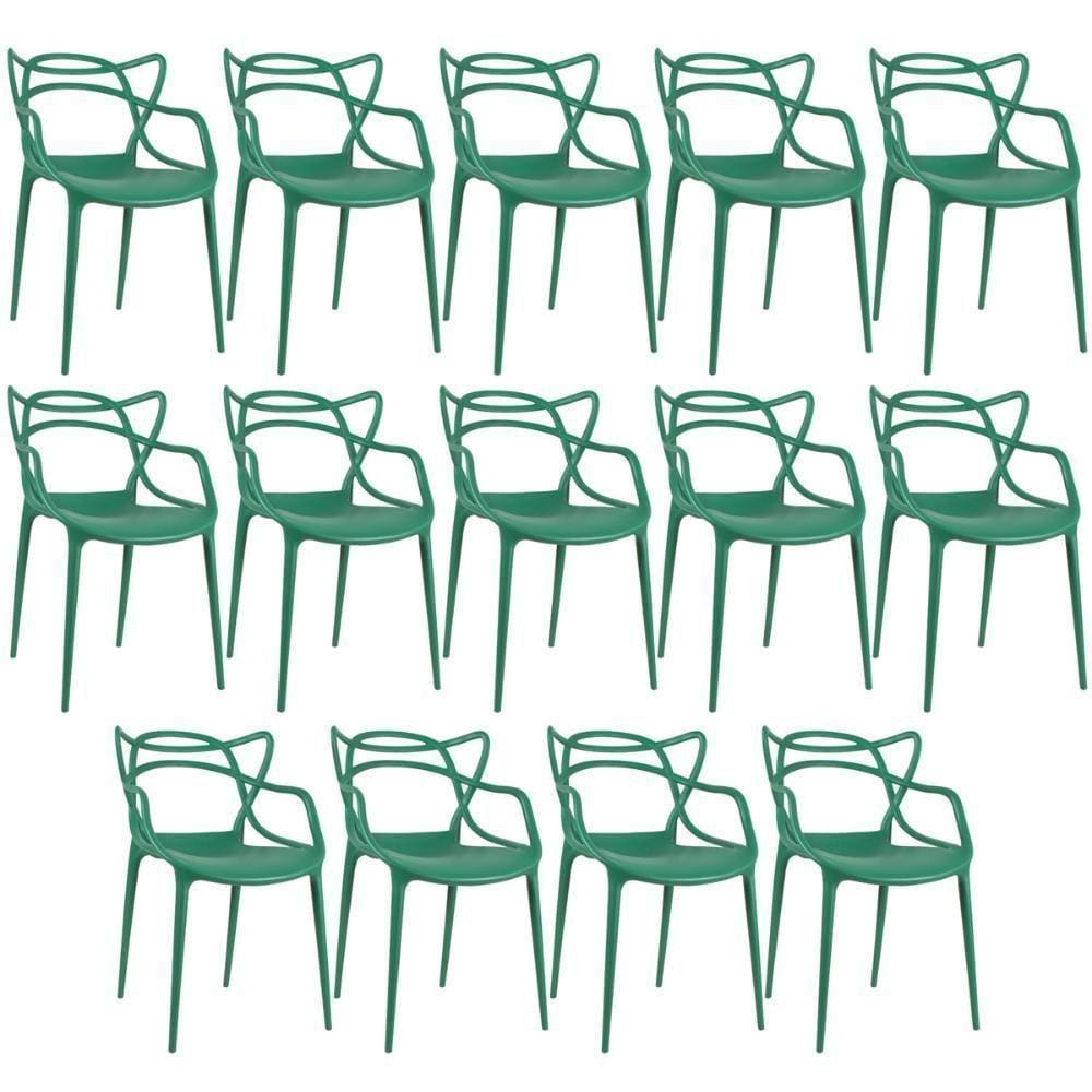 Kit - 14 X Cadeiras Masters Allegra - Verde Escuro