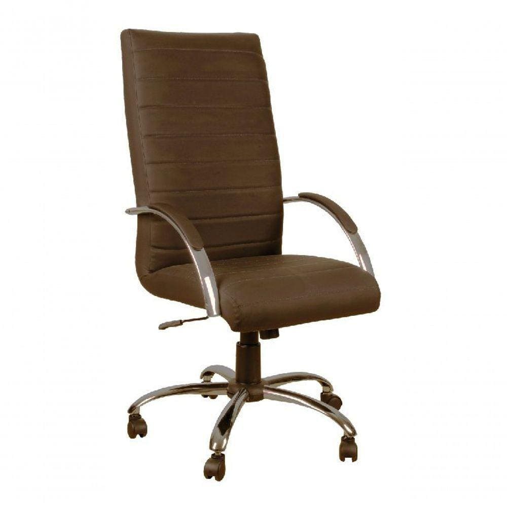 Cadeira Roma Presidente Marrom Cromada Comprealegre