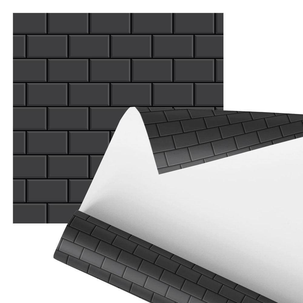 Papel De Parede Adesivo Tijolo Preto Minimalista 2,80m