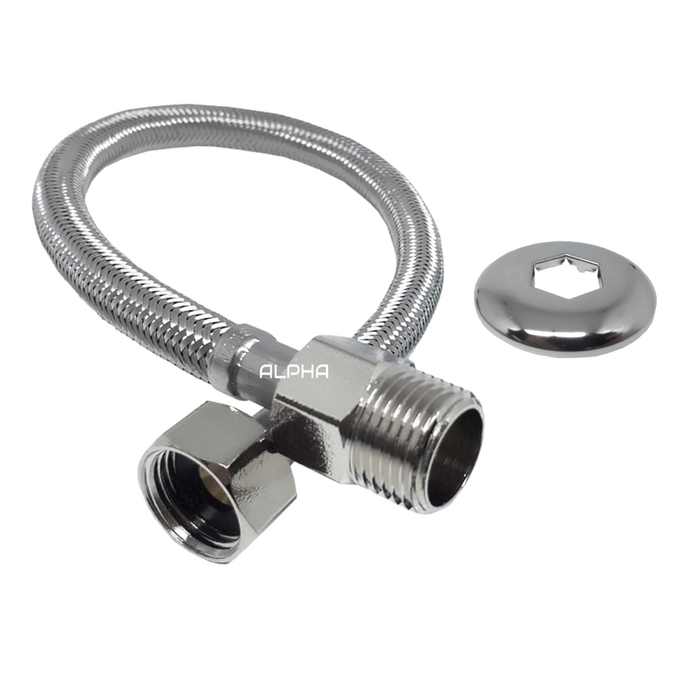 Engate Mangueira Flexível Trançado Aço Inox 60cm Quente Fria