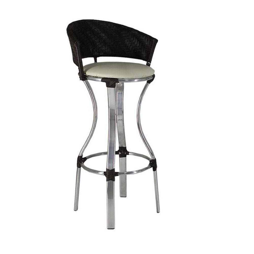 Banqueta Alta Conforto Alumínio Fibra Tabaco Branco Gelo