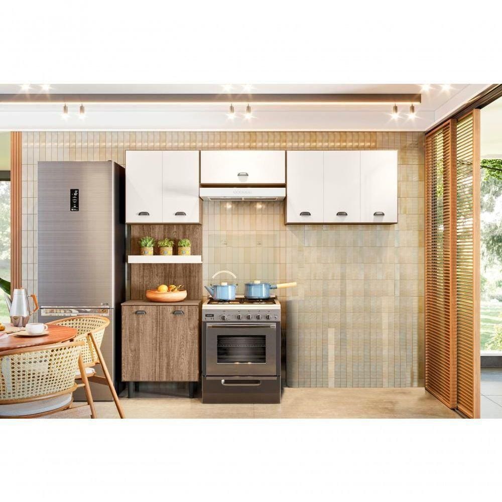 Armario Cozinha 8 Pts Carvalho/off White Cristal