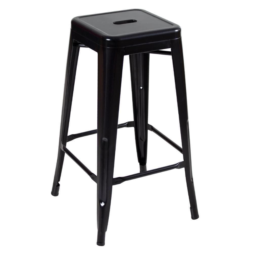 Banqueta Alta 76 Cm Preto Semibrilho Preto Semibrilho