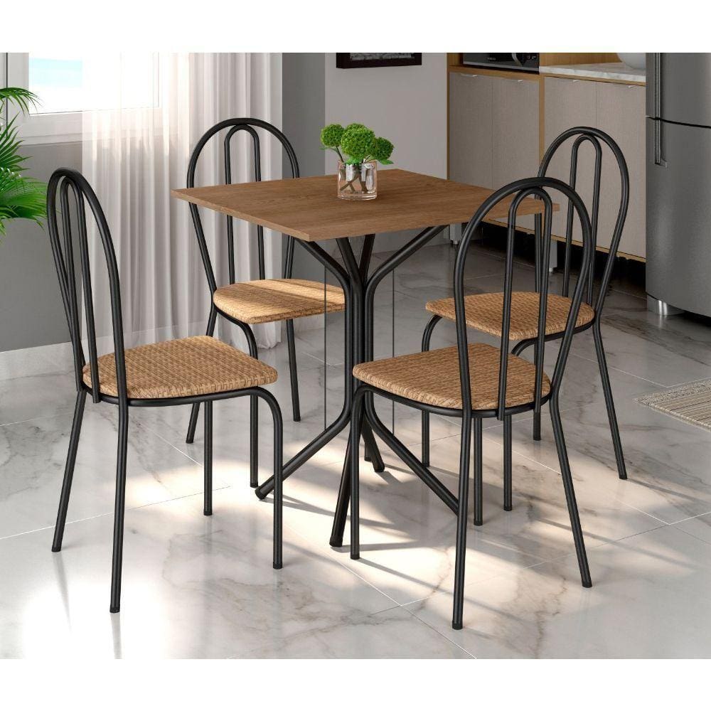 Mesa De Jantar Thais 11691 4 Cadeiras Preto