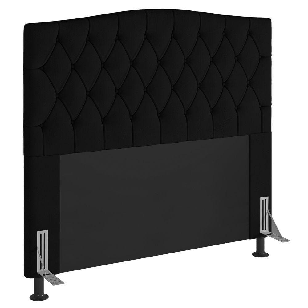 Cabeceira Cama Box Casal Greta 140Cm Com Frame Preto