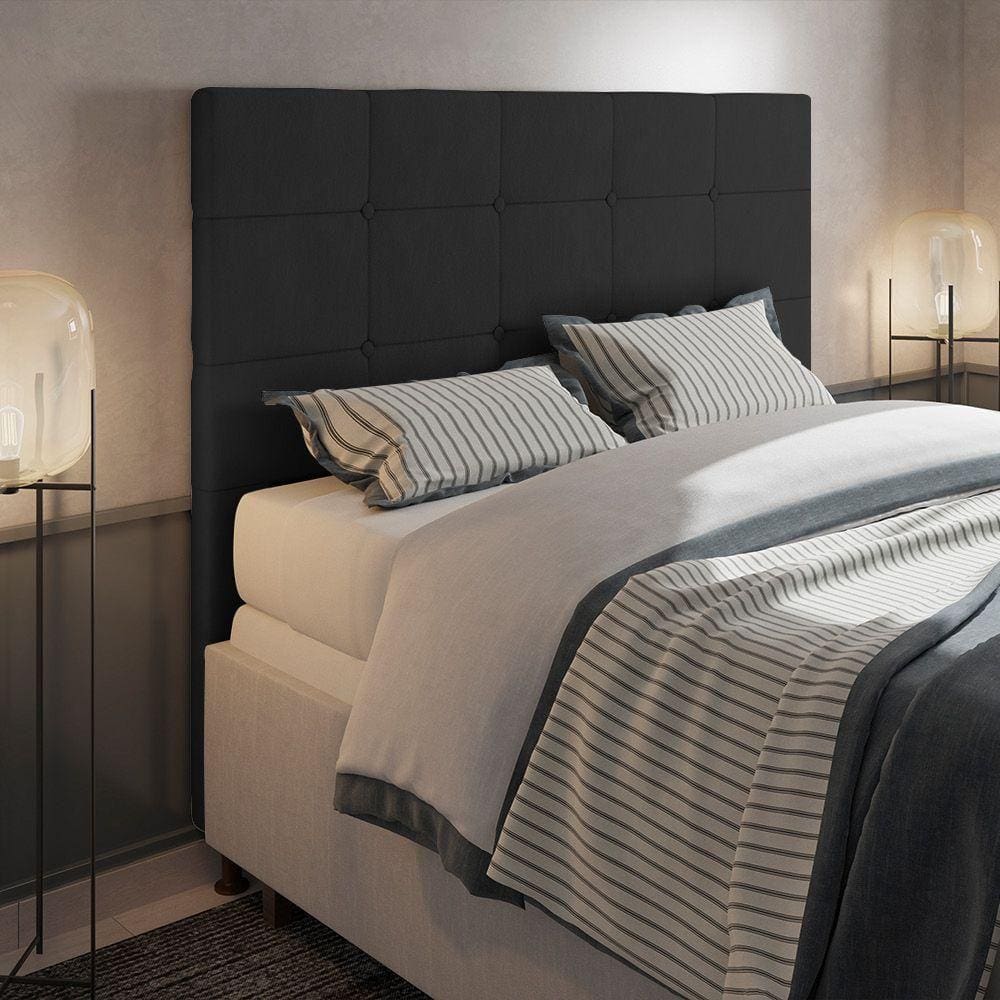 Cabeceira Cama Box Casal 140cm Suede Preto