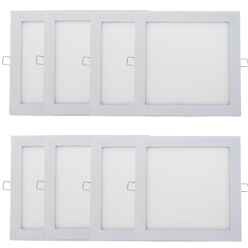 Kit 8 Plafon Painel Led Luminária Downlight 18W Embutir
