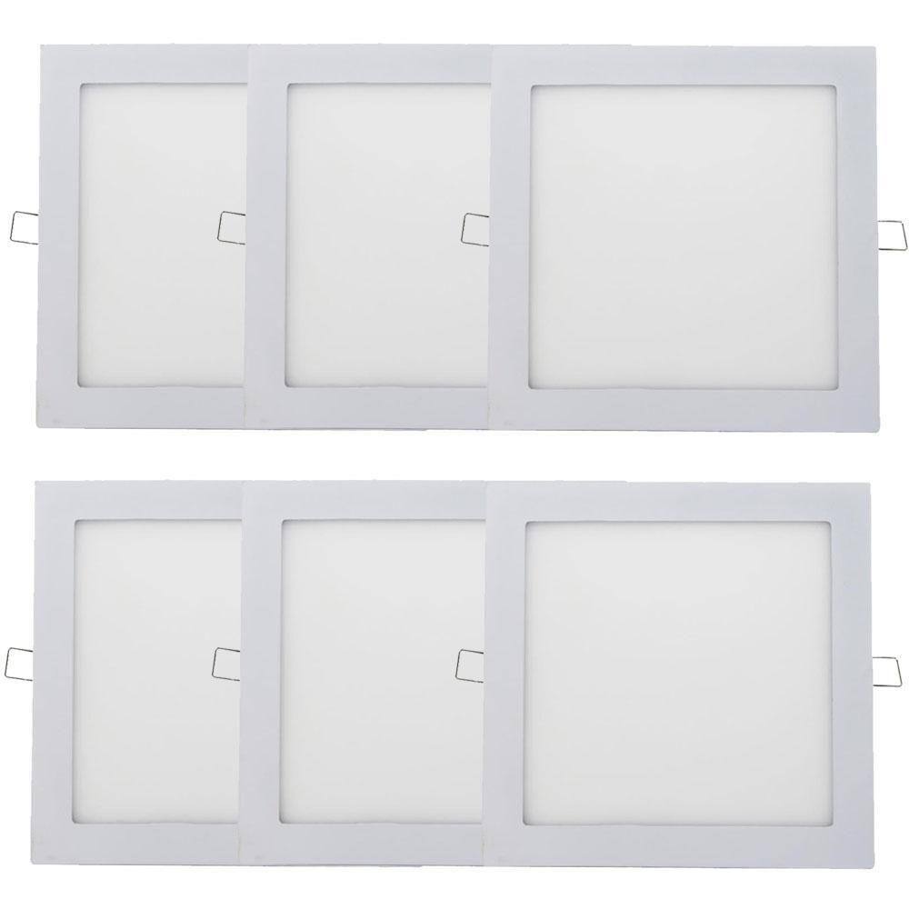 Kit 6 Plafon Painel Led Luminária Downlight 18W Embutir