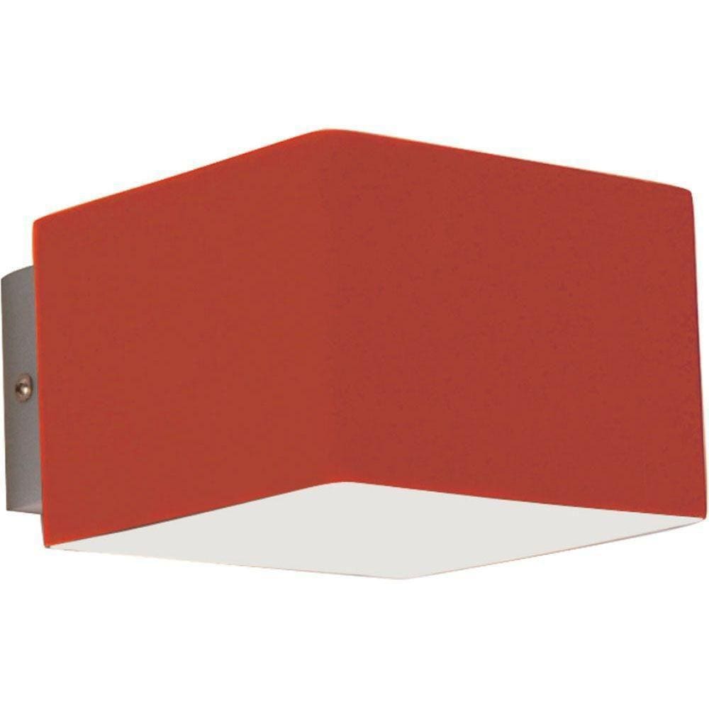 Arandela Hélios Quadrada Vidro Vermelho Para Led