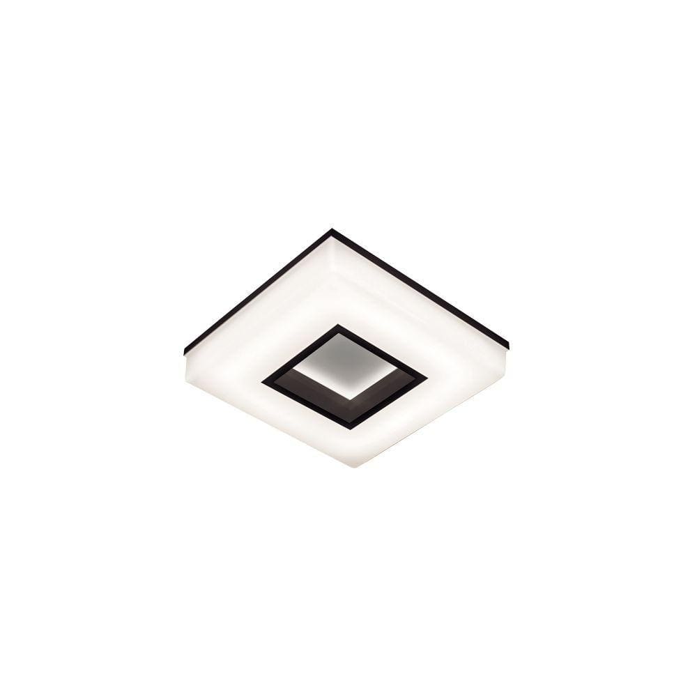 Plafon Newline Wide 491 Led 25W 35cm Bivolt Preto 3000K Luz Amarela