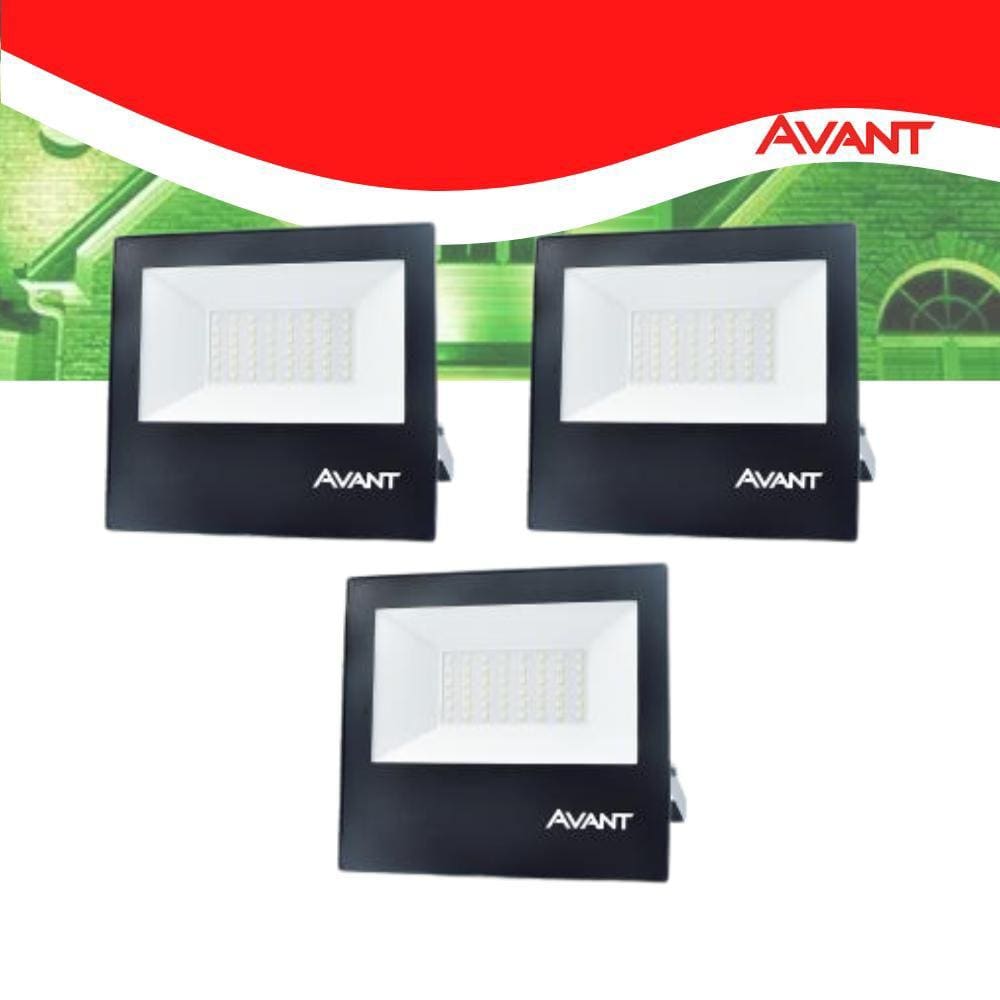 Kit 3 Refletor Led Slim 100 6500k Branco-frio Avant