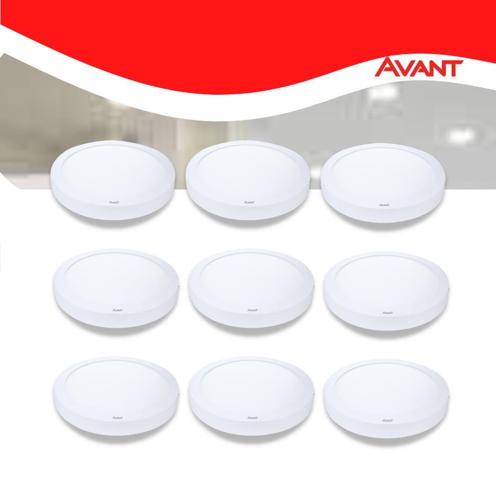 Kit 10 Painel LED Plafon Sobrepor 24W Redondo Branco Frio