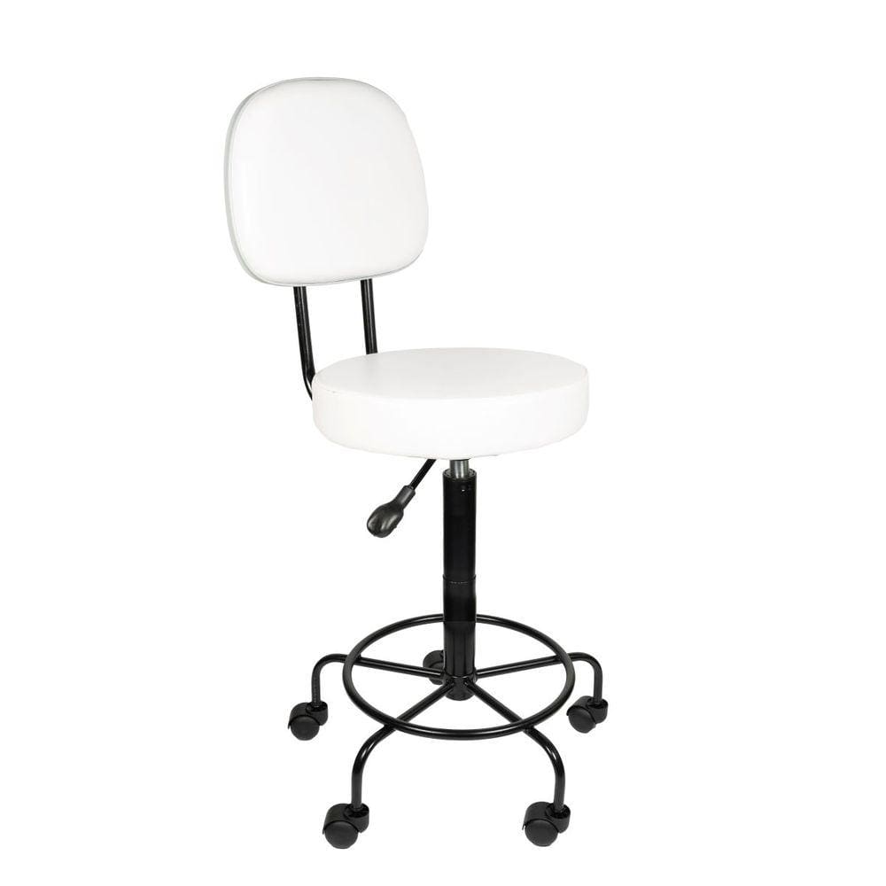 Cadeira Mocho Alto Branca Estética Giratória encosto altura maxima 79cm