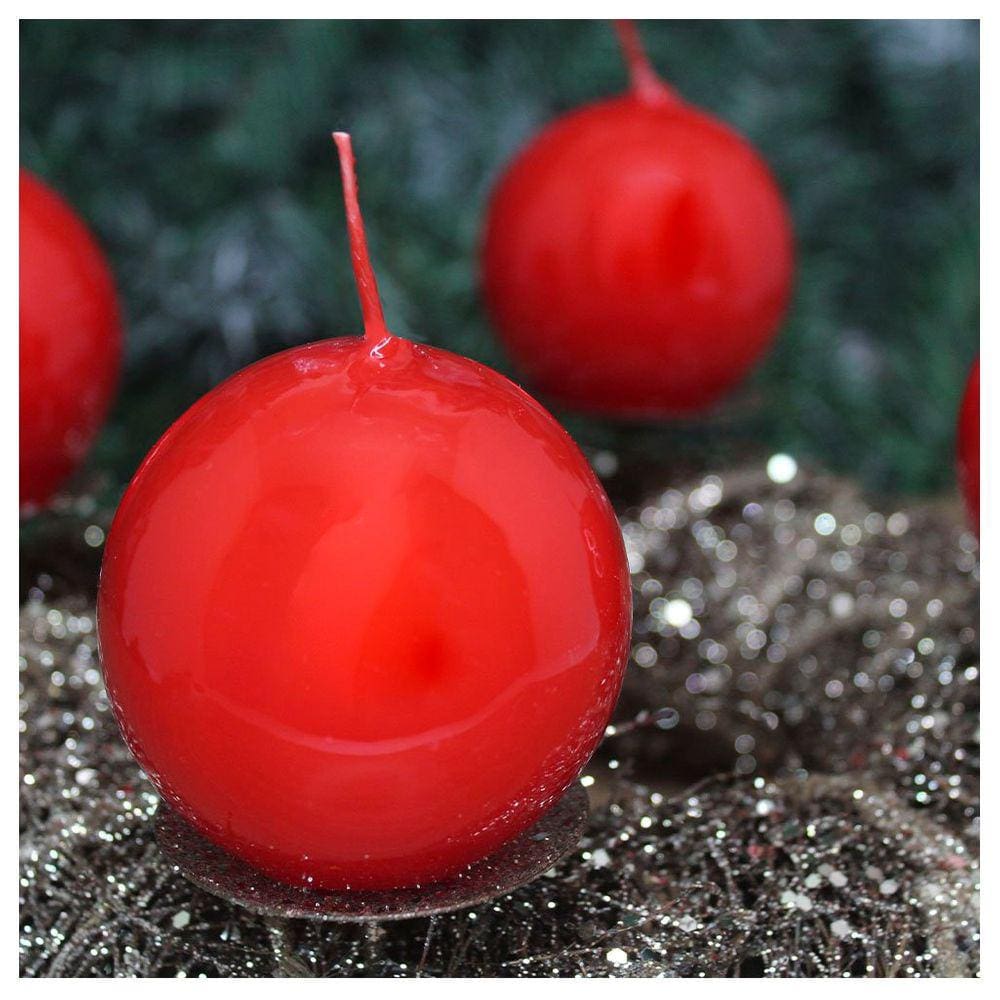 Vela Bola De Natal Clássica Vermelha Natalina 7cm