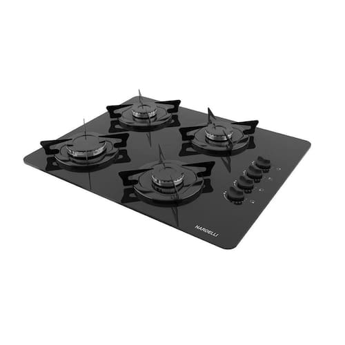 imagem-Cooktop Nardelli à Gás NDL 4B Vidro Preto Flange Esmaltada - Bivolt