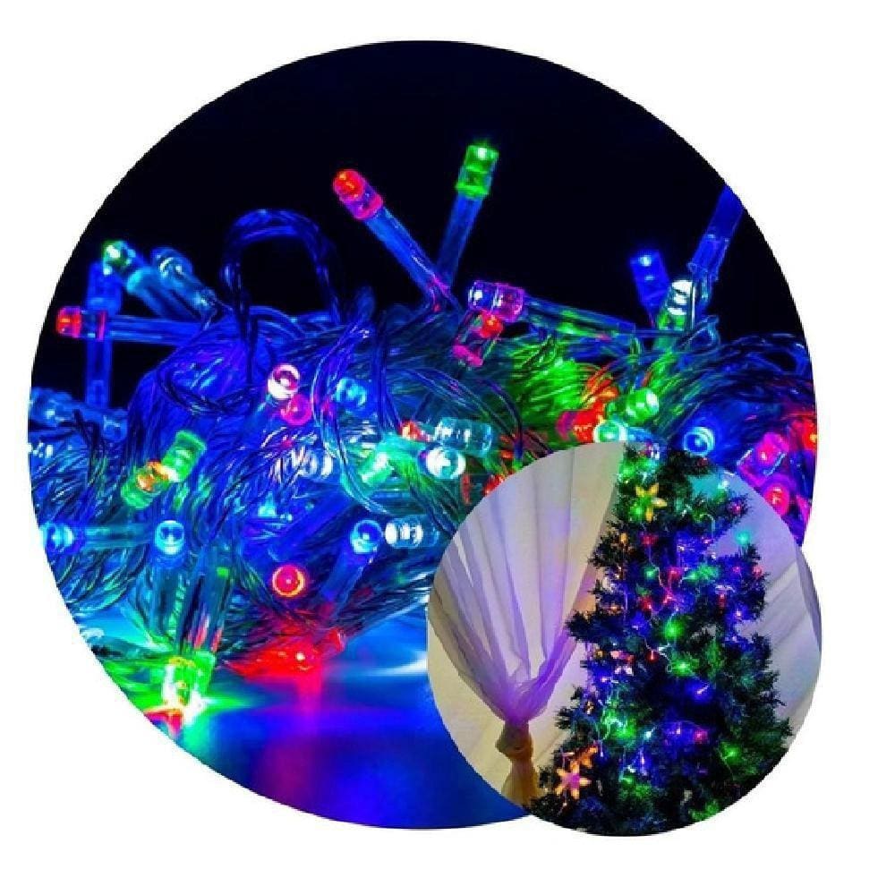 Pisca-Pisca Colorido 200 Festa Natal Lâmpadas LED 127v 60hz Decoração Natalina Botão Ajuste Cores