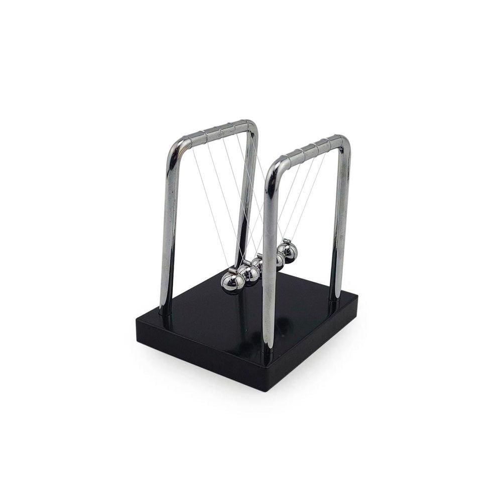 Pêndulo De Newton Com Base Preta e Suporte em Metal Enfeite Para Decoração De Mesa Escritório Sala Quarto