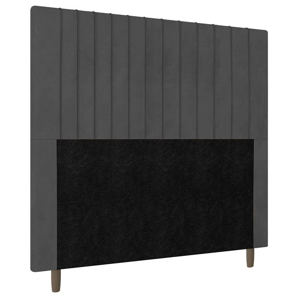 Cabeceira Cama Box Casal Queen Size Nala 160cm Veludo Cinza