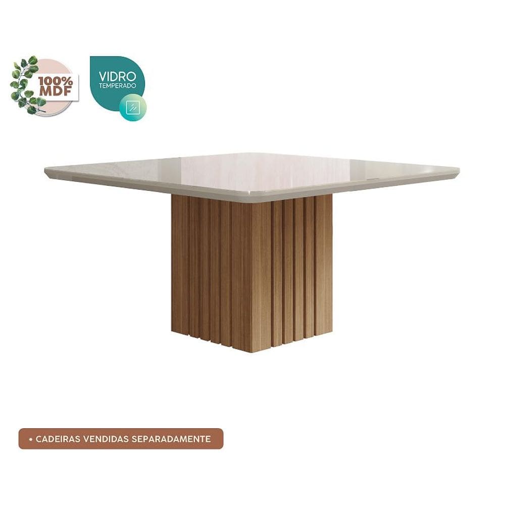 Mesa Para Sala De Jantar Ana 1,30X1,30 Nature/Off White