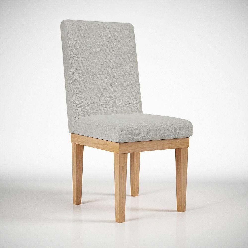 Cadeira Estofada Reforçada Para Mesa De Jantar Tecido Cinza