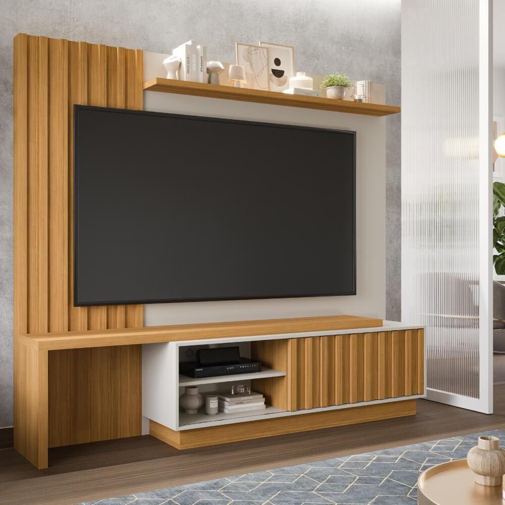 Rack com Painel Guarujá para TV de até 65- Natural/Off White