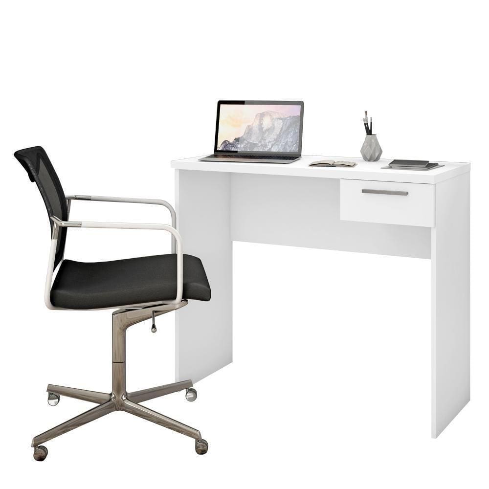 Mesa Para Escritório Office 90Cm Com 1 Gaveta Branca