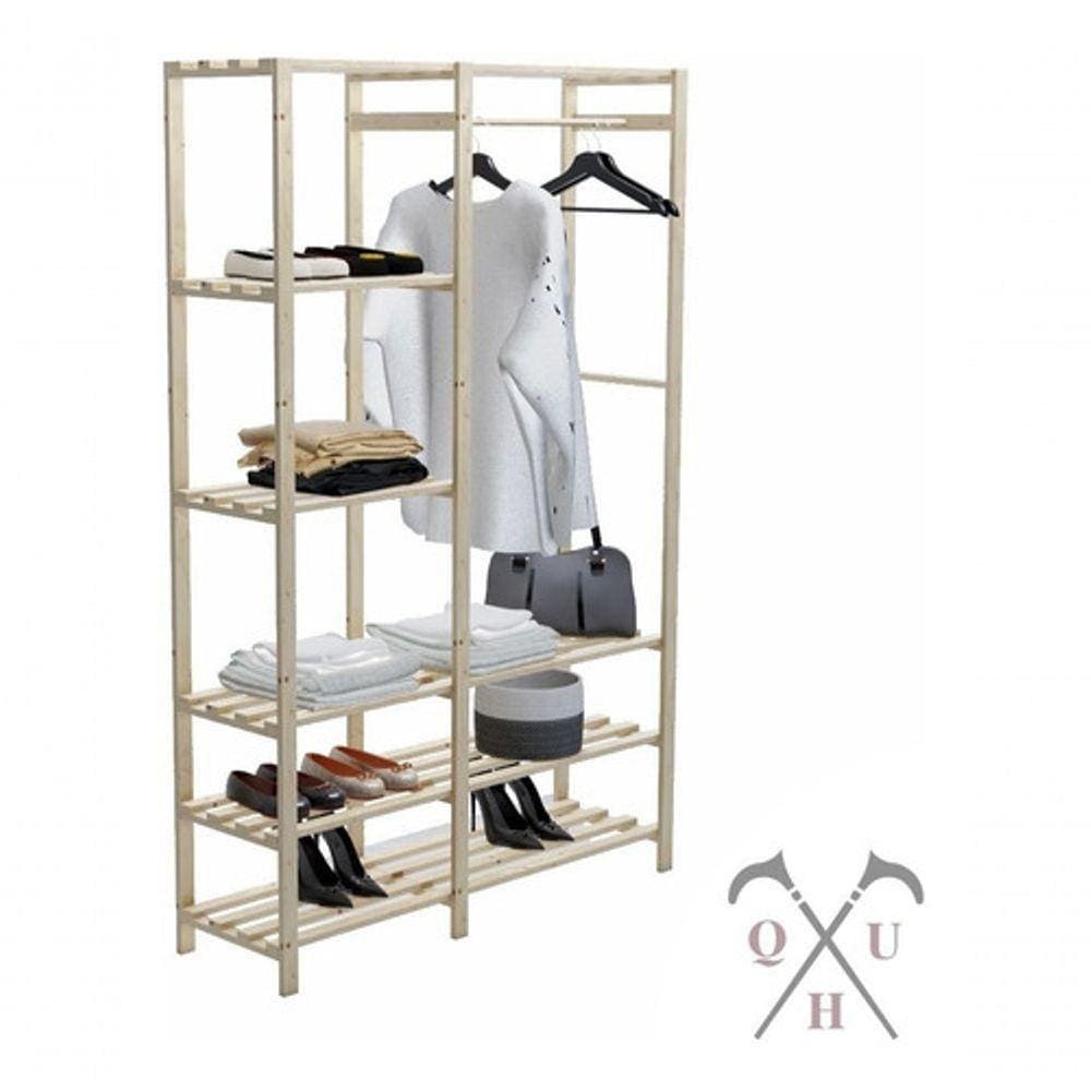 Arara Dupla Para Lavanderia Multiuso Pinus