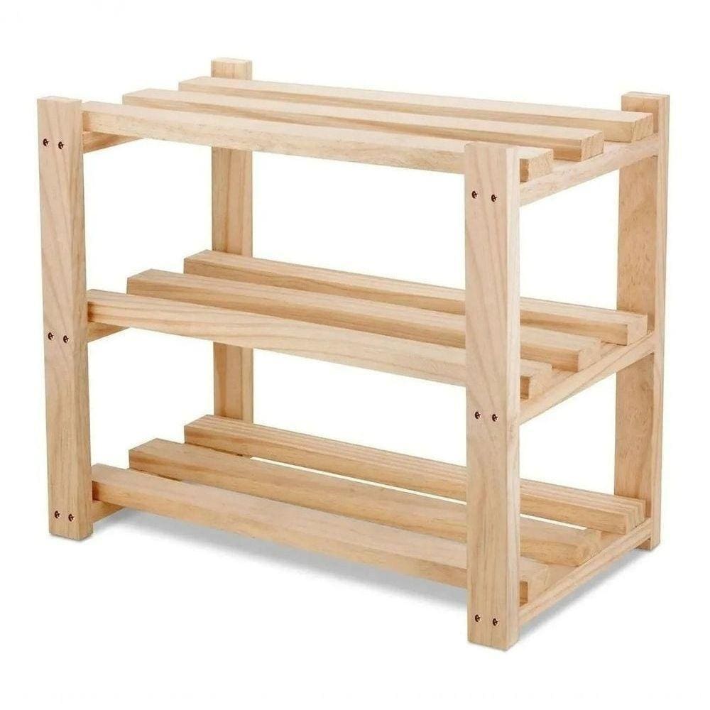 Organizador Duplo Pinus De Madeira Com 5 Prateleiras